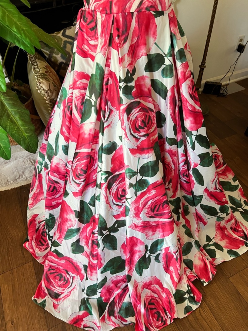 JVN By Jovani Floral Ball Gown in Pink Rose Satin Women’s Dress Size 14 - Picture 7 of 15